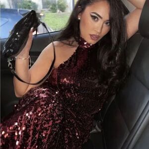🔥ZARA sequin maxi dress dark red SZ SMALL new with tag #1